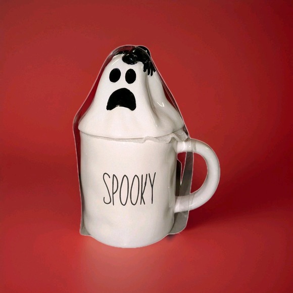 B. Harbor Ceramic SPOOKY Mug w/ Ghost Lid – Halloween Rae Dunn Style Decor NIP - Picture 1 of 5